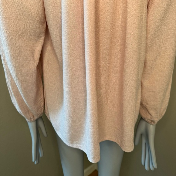 XIRENA Camila Crepe Top Rosefinch Pale Pink V-Neck Long Sleeve Loose Fit Size SM - Picture 12 of 16